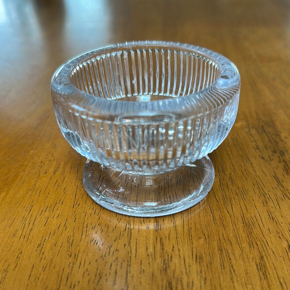 Early American flint glass salt box. Very small.